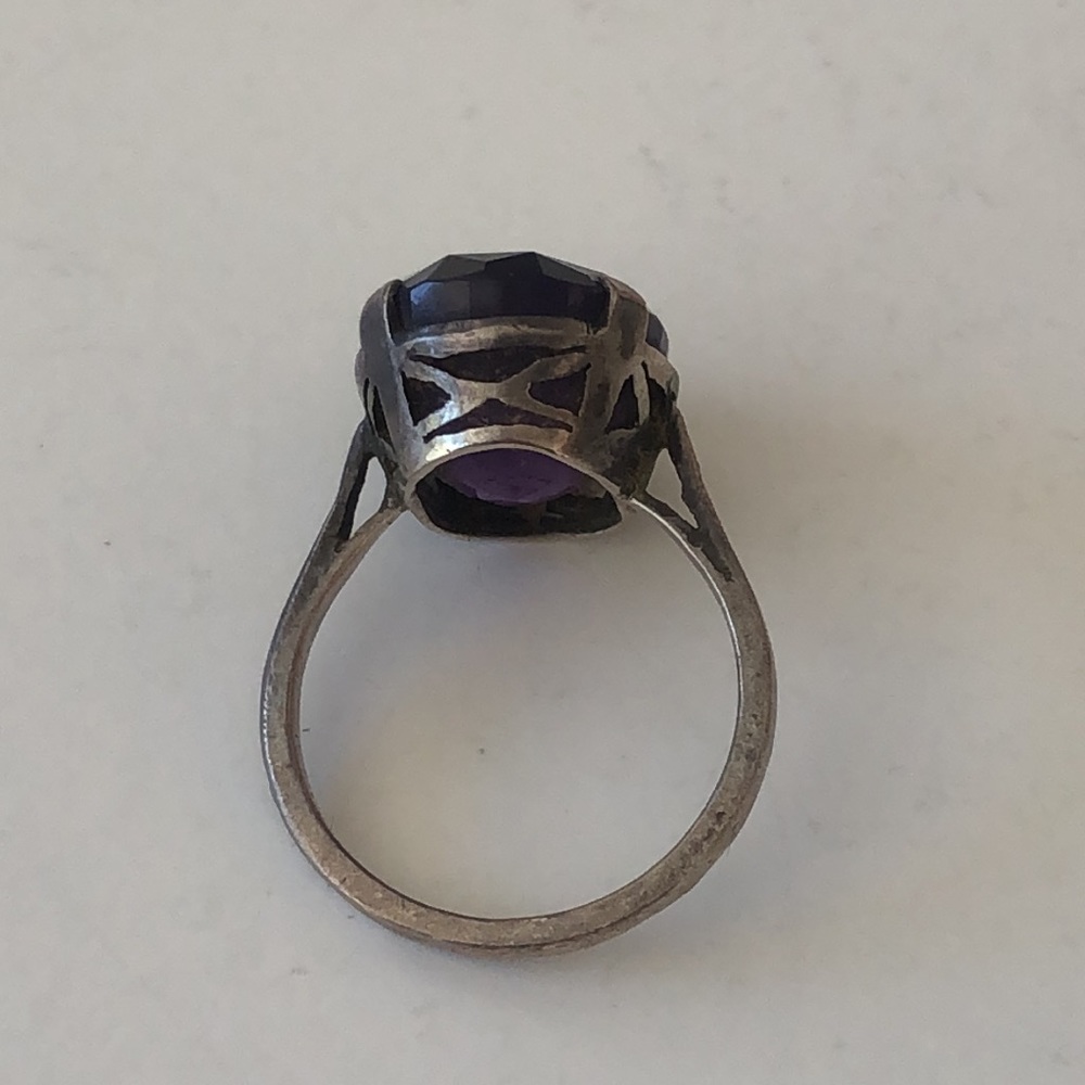 Vintage women ring size 6-3/4 purple stone T#1 - Picture 5 of 11